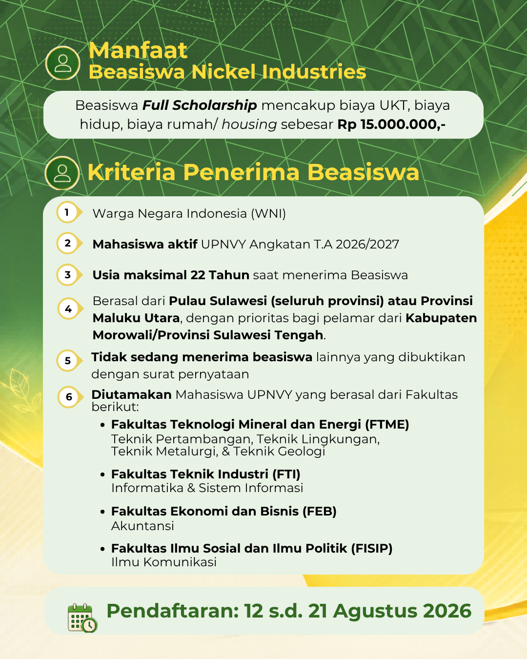 Kriteria Penerima Beasiswa Nickel Industries