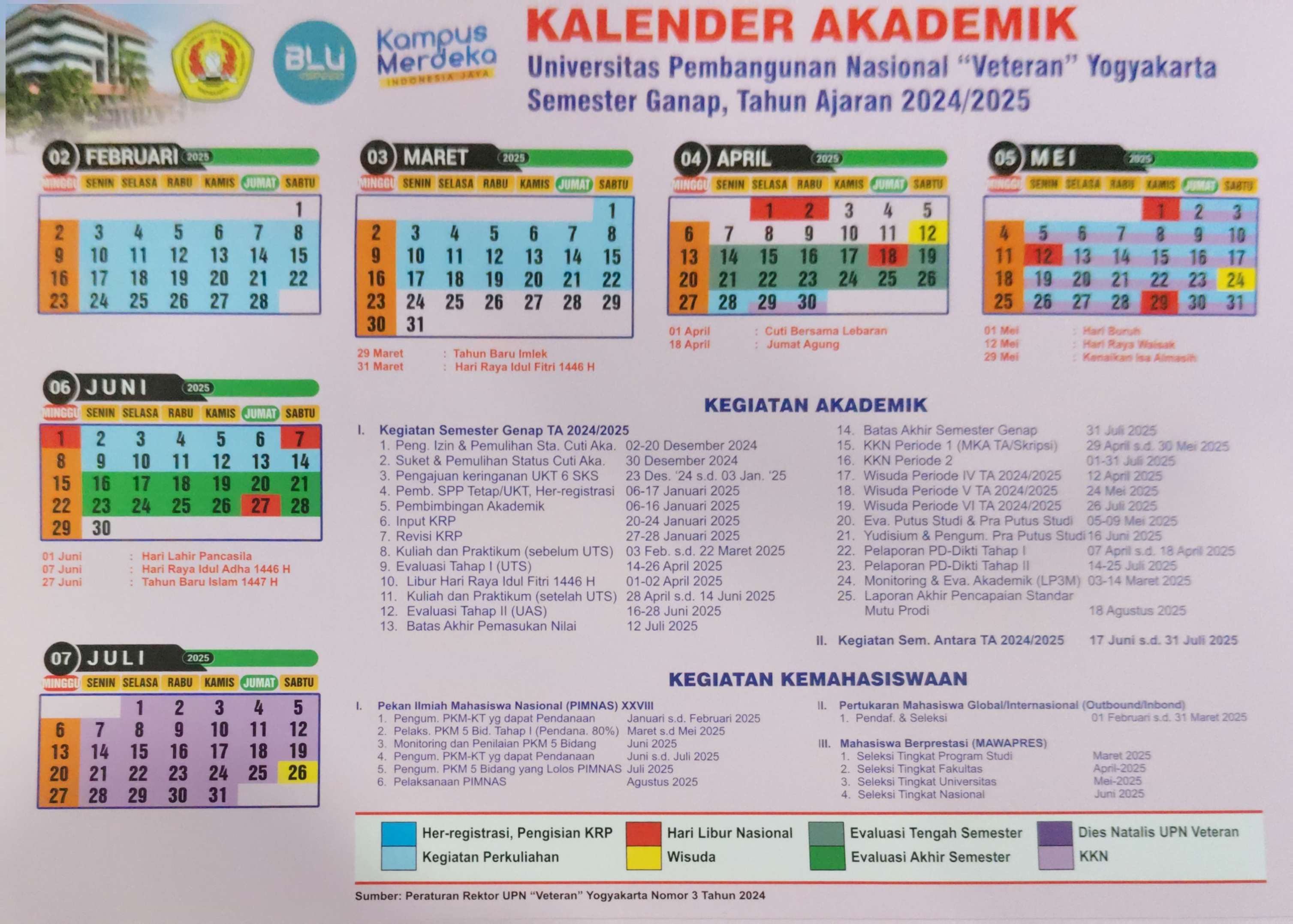 Kalender Akademik Semester Genap, Tahun Ajaran 2024/2025